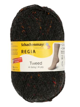 Regia 4-fädig  Tweed 098 anthrazit
